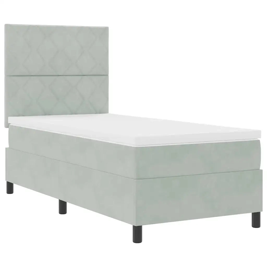 Letto a Sorgente LED Grigio chiaro 90 x 200 cm Velluto 3343352