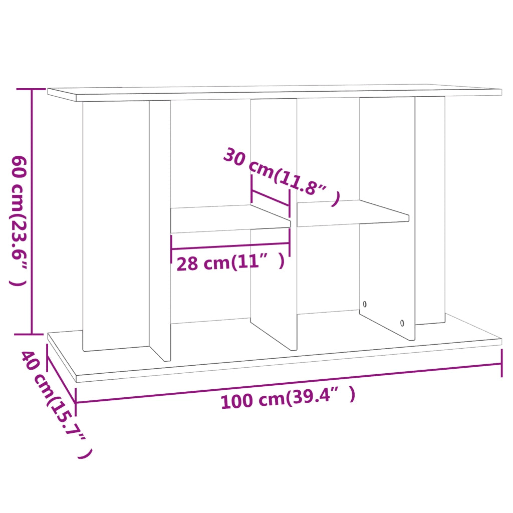 Supporto per acquario in rovere Sonoma 100x40x60 cm in legno ingegnerizzato 833586