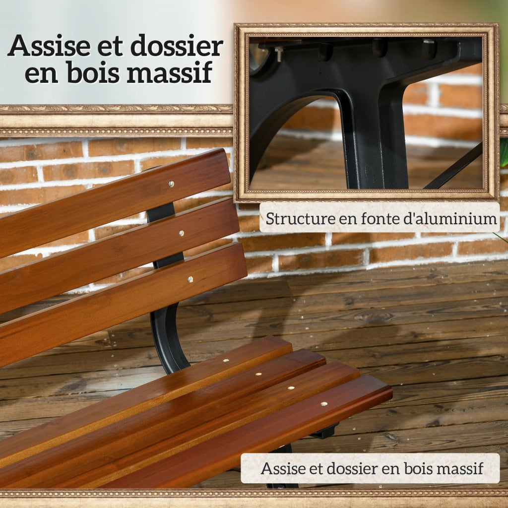 Panchina da giardino 2 posti ¨C zephmum ¨C alluminio e legno, 120x57x70 cm