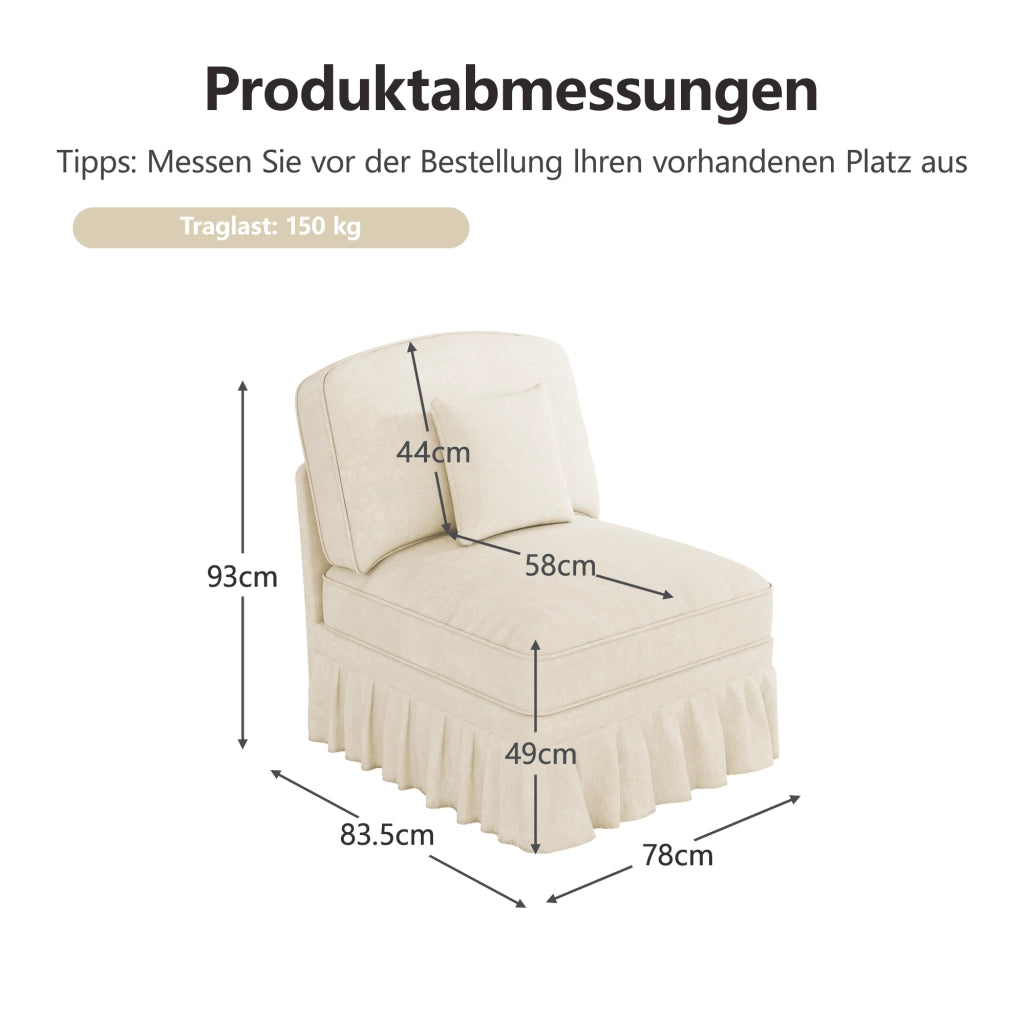 SOFA in Chenille Bianco con cuscino 79x75x23 cm