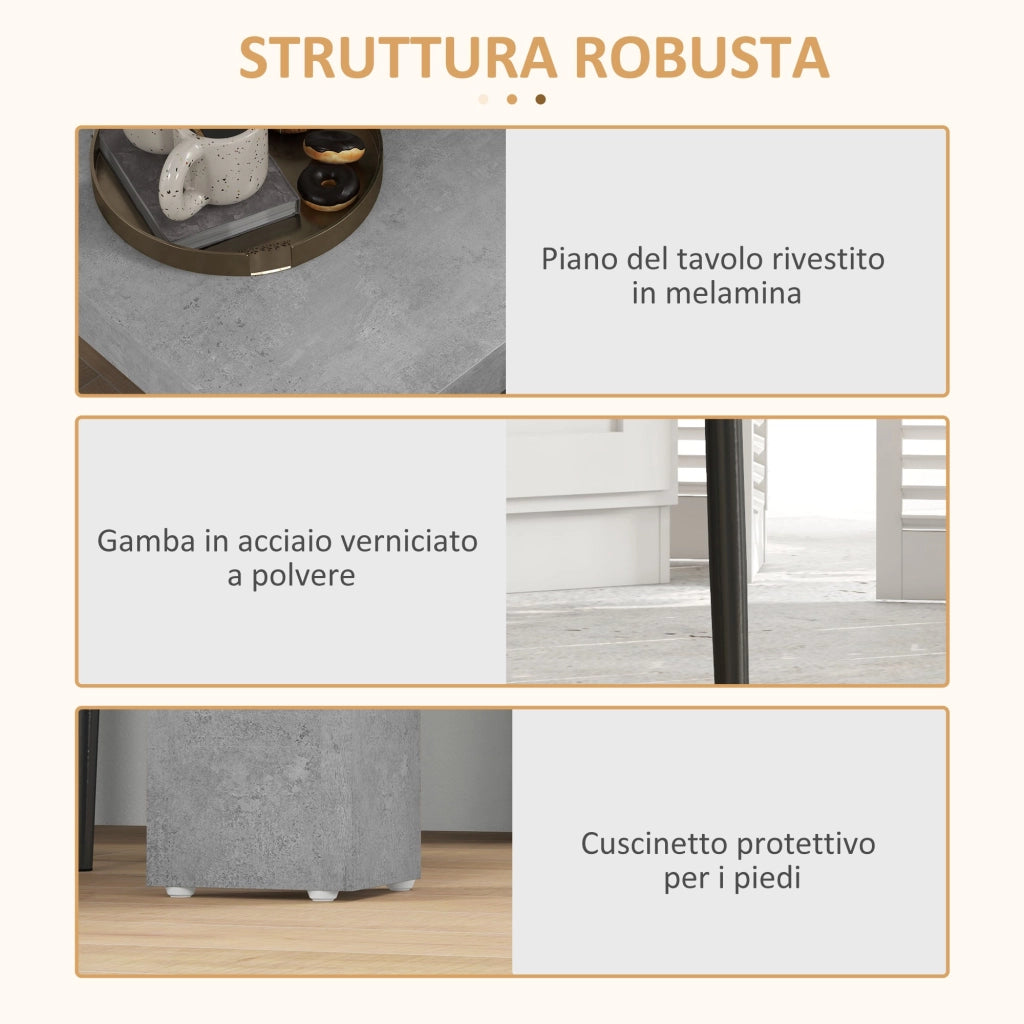 Set da Pranzo Tavolo e 2 Sedie Imbottite in Pelle PU Grigio