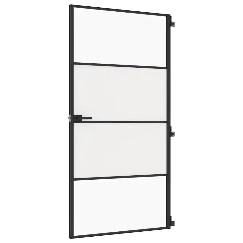Porta Interni Sottile Nera 102,5x201,5Vetro Temperato Alluminiocod mxl 83802