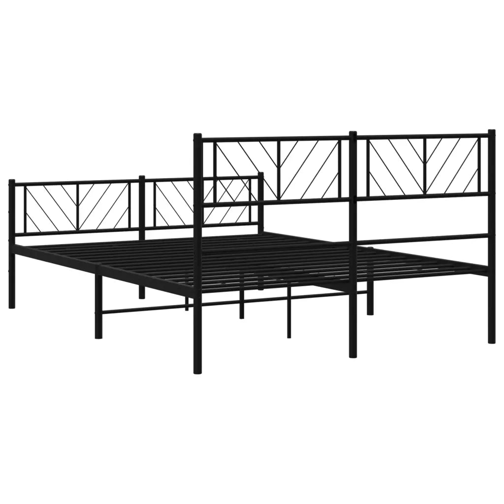 Giroletto con Testiera e Pediera Metallo Nero 140x190 cm 372197