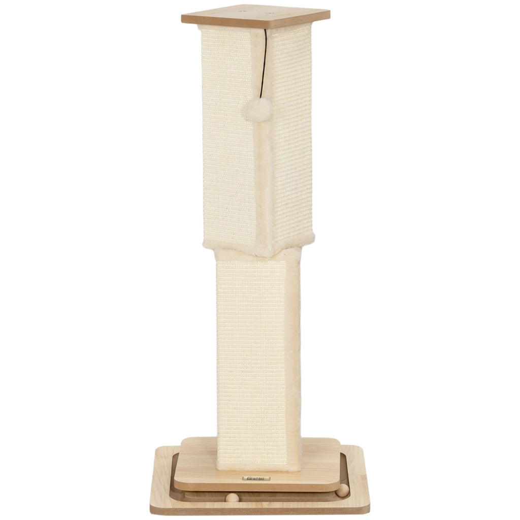 Tiragraffi 3 in 1 con palestra, palla e sisal per gatti ¨C Minimal ¨C Eiche/Creme 39.5x39.5x87 cm