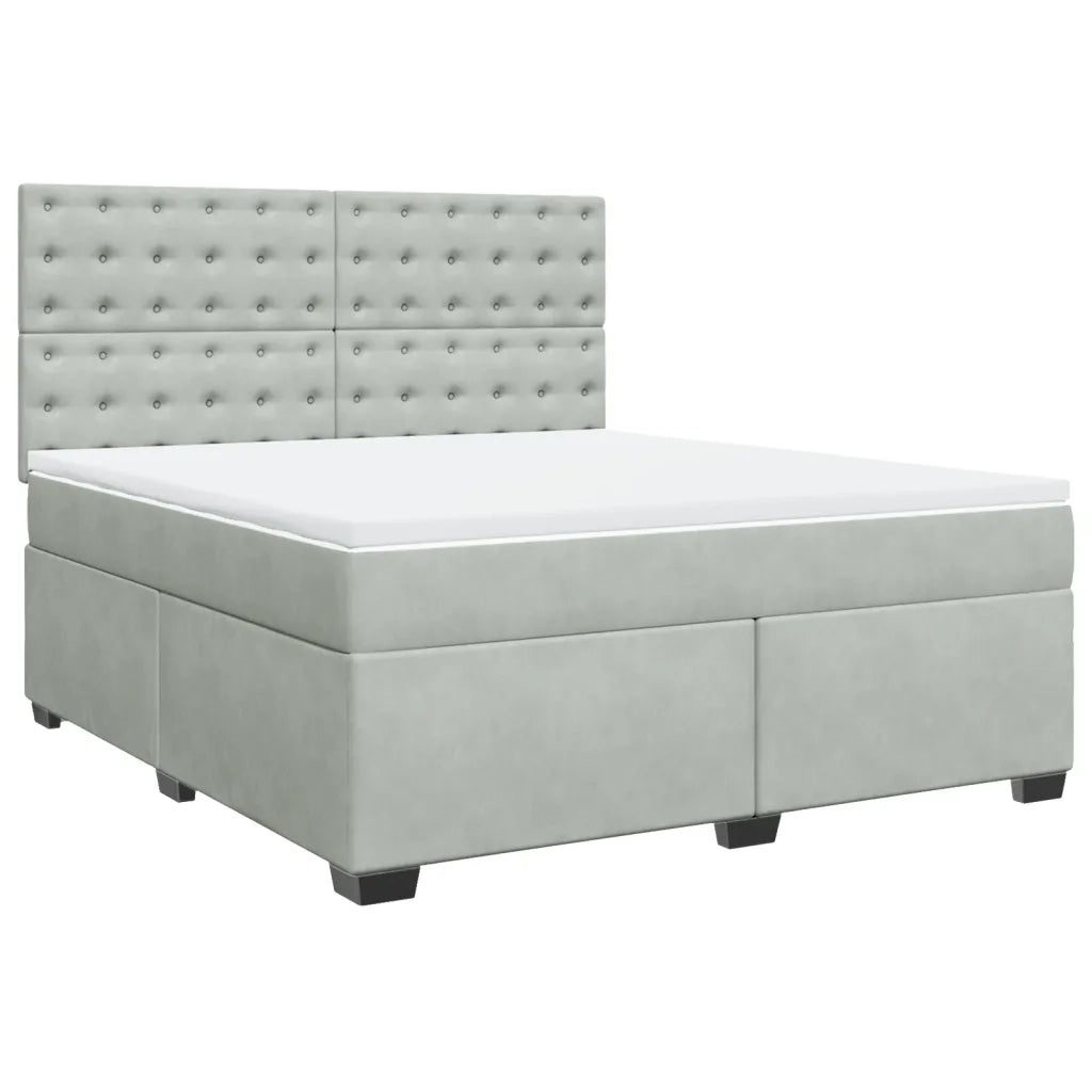 Giroletto a Molle con Materasso Grigio Chiaro 180x200cm Velluto