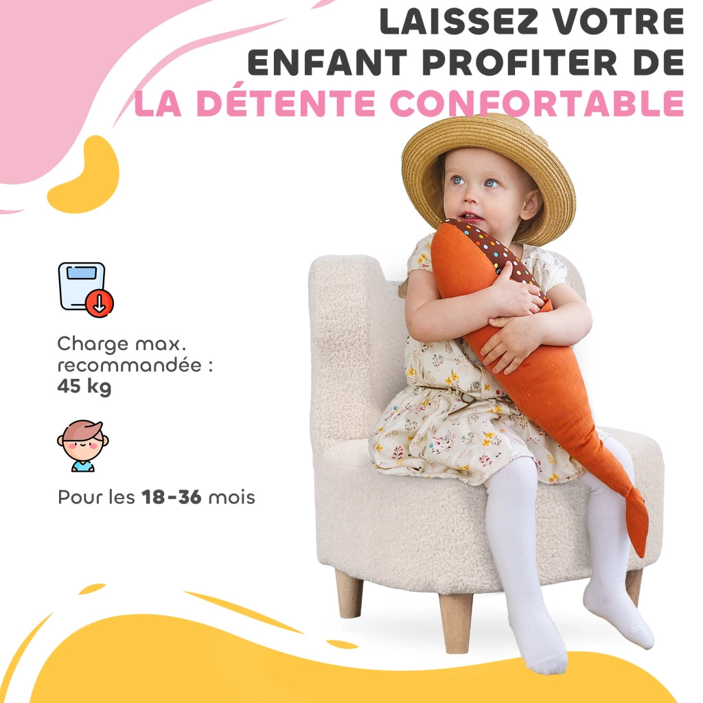 Poltrona bambini forma orsetto ¨C Xylo ¨C tessuto teddy beige 47x43x53 cm