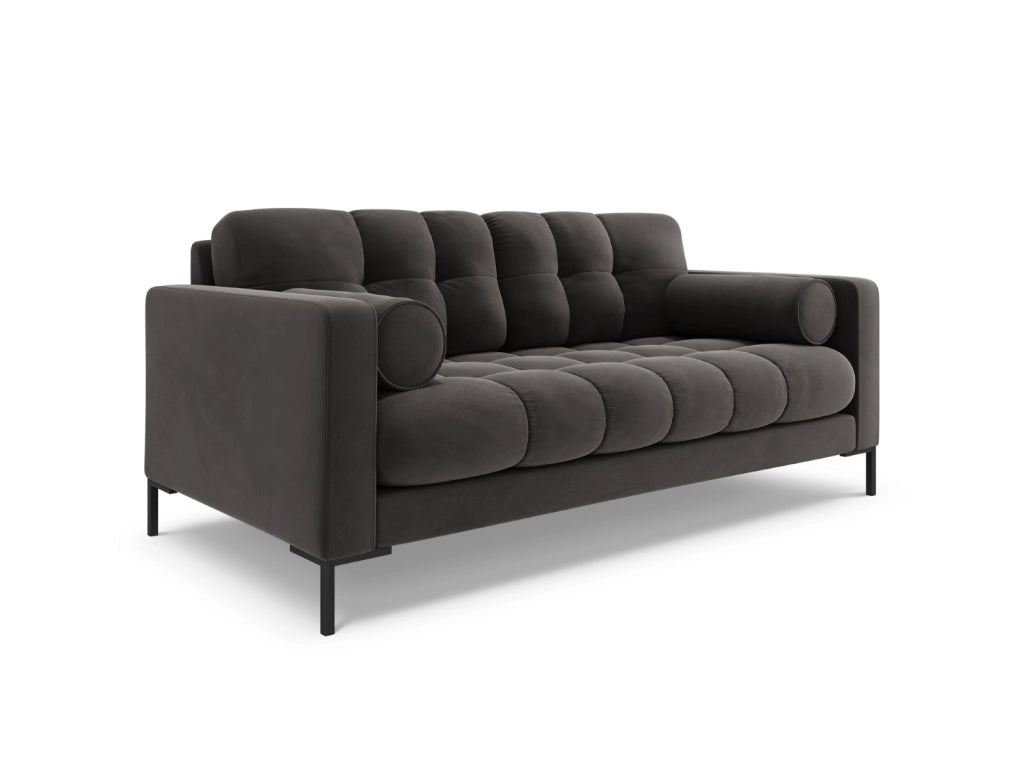 Cosmopolitan Design - Divano "Bali" 2 posti in velluto grigio scuro 