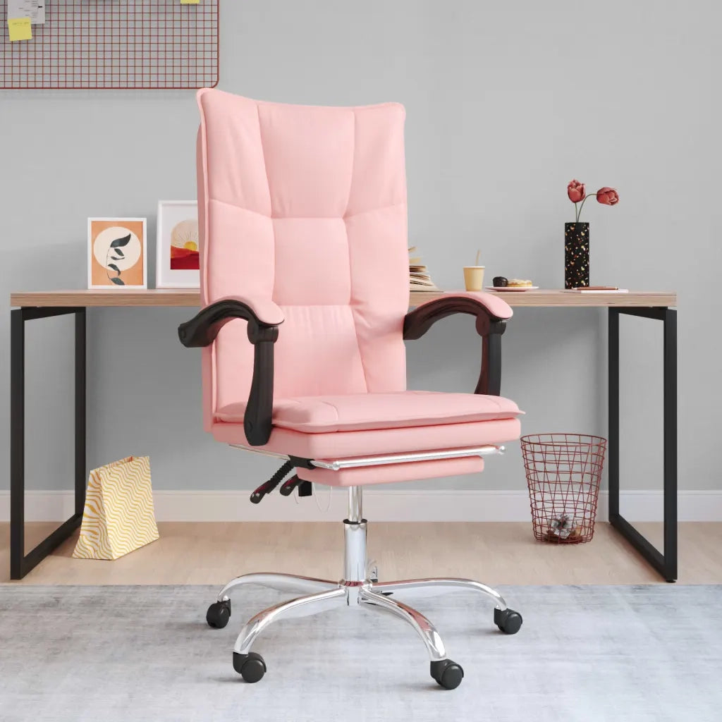 Poltrona | Sedia Relax da Ufficio Reclinabile Rosa in Similpelle