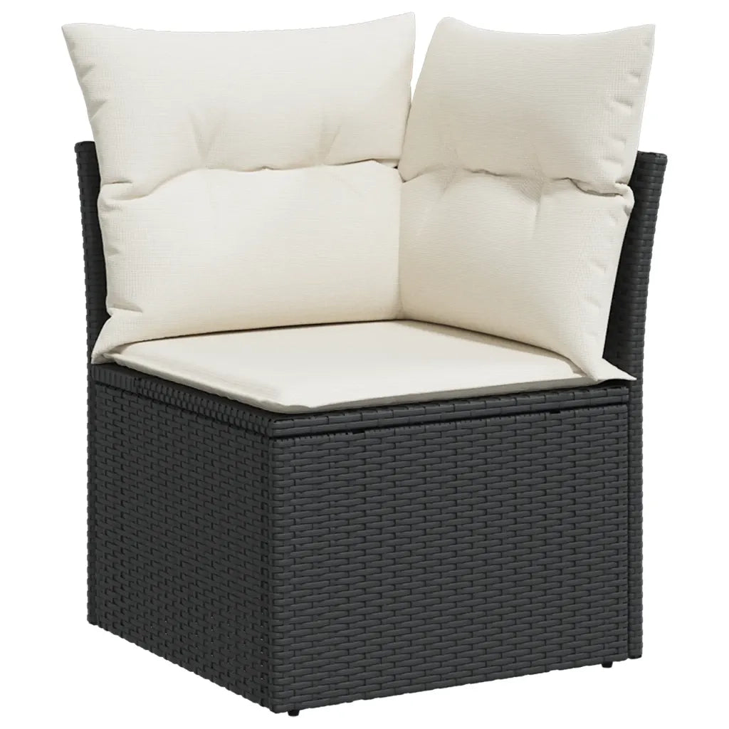 Set Divani da Giardino 9 pz con Cuscini Nero in Polyrattan 3226098