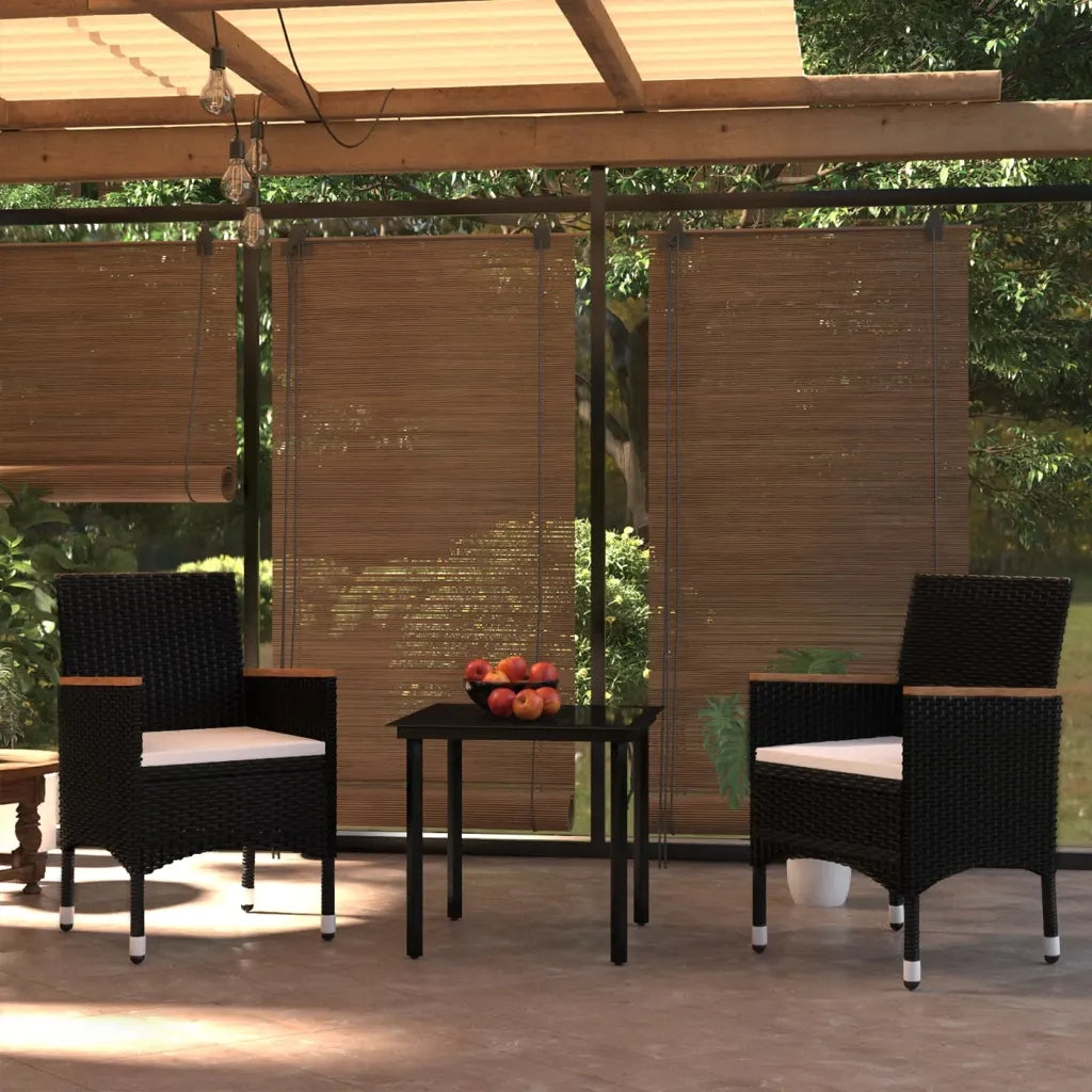 Set da Pranzo da Giardino 3 pz | Set Salotto da Giardino con Cuscini Nero