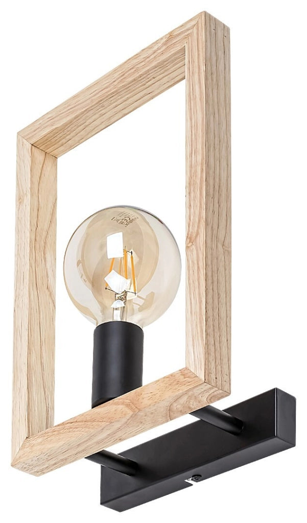 Applique moderna 1 luce E27 nera legno Indigo Rabalux