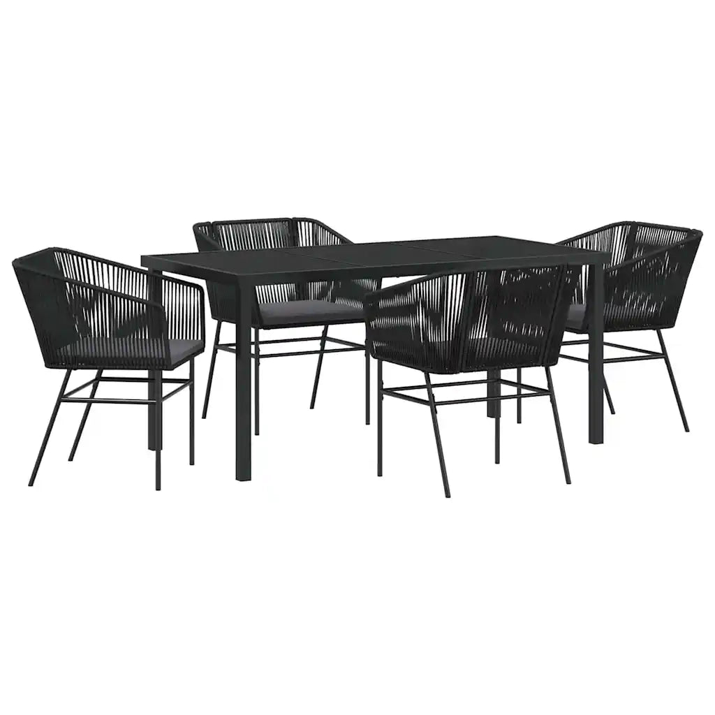 Set da Pranzo per Giardino con cuscino 5 pcs Nero