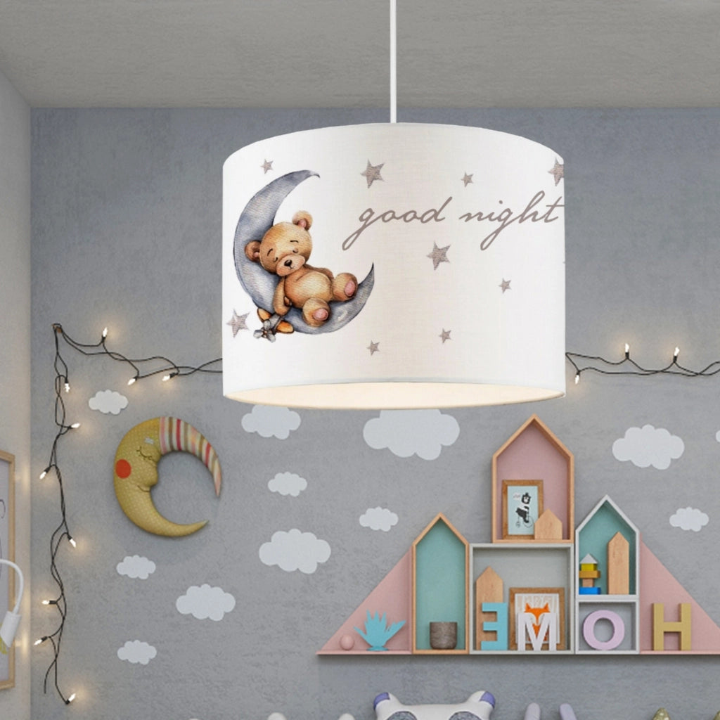 Lampada a Sospensione Rugby per Cameretta Paralume Bianco Design Orsetto lux.pro