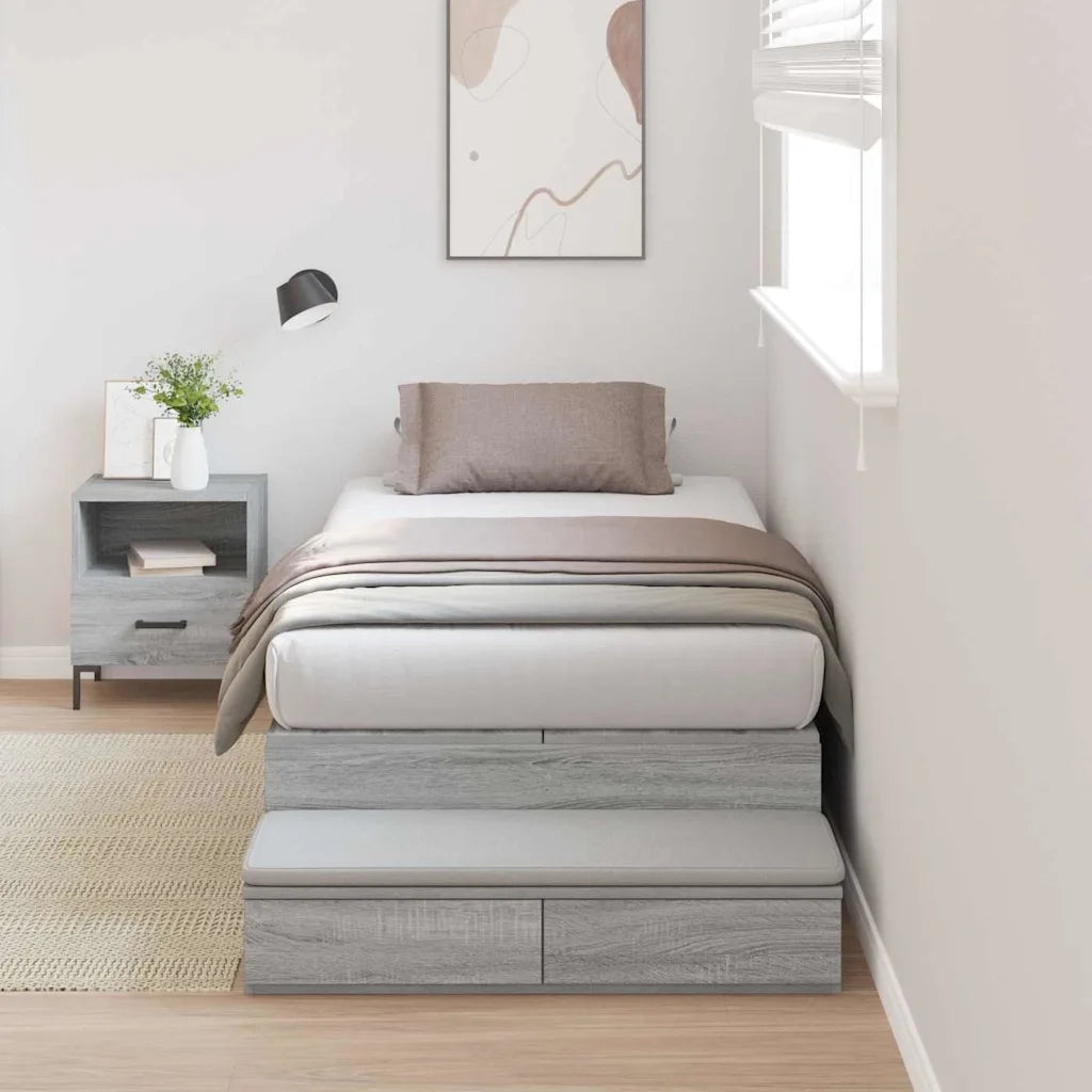 Struttura letto con contenitore-Giroletto con contenitore Grigio Sonoma 100 cm