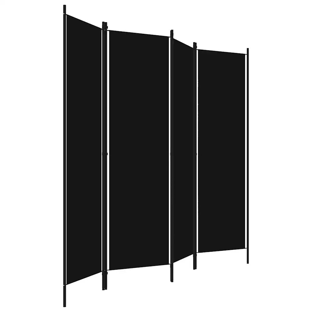 Divisorio Ambienti | Divider per stanze | Paravento a 4 Pannelli Nero 200x180 cm