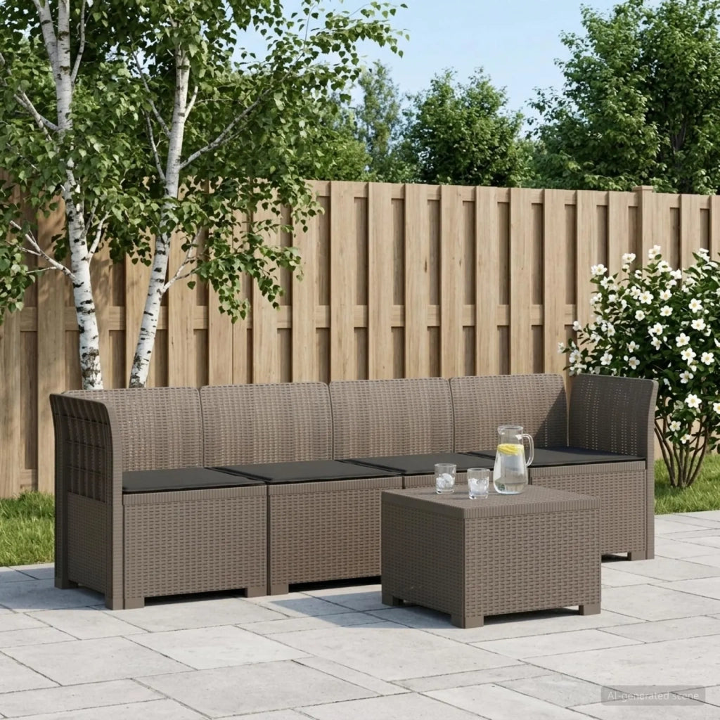 Divano da Giardino a 4 Posti con Cuscini in Stile Rattan PP 3443867