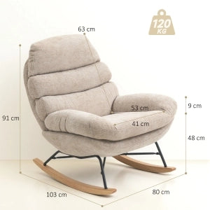 SEDIA A DONDOLO Imbottita 80x103x91 cm Crema