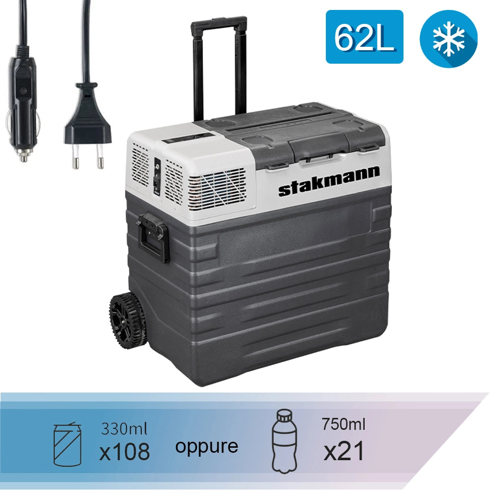 Frigorifero per Auto Barca Camper 12V e 220V con Compressore AC/DC Portatile 62L
