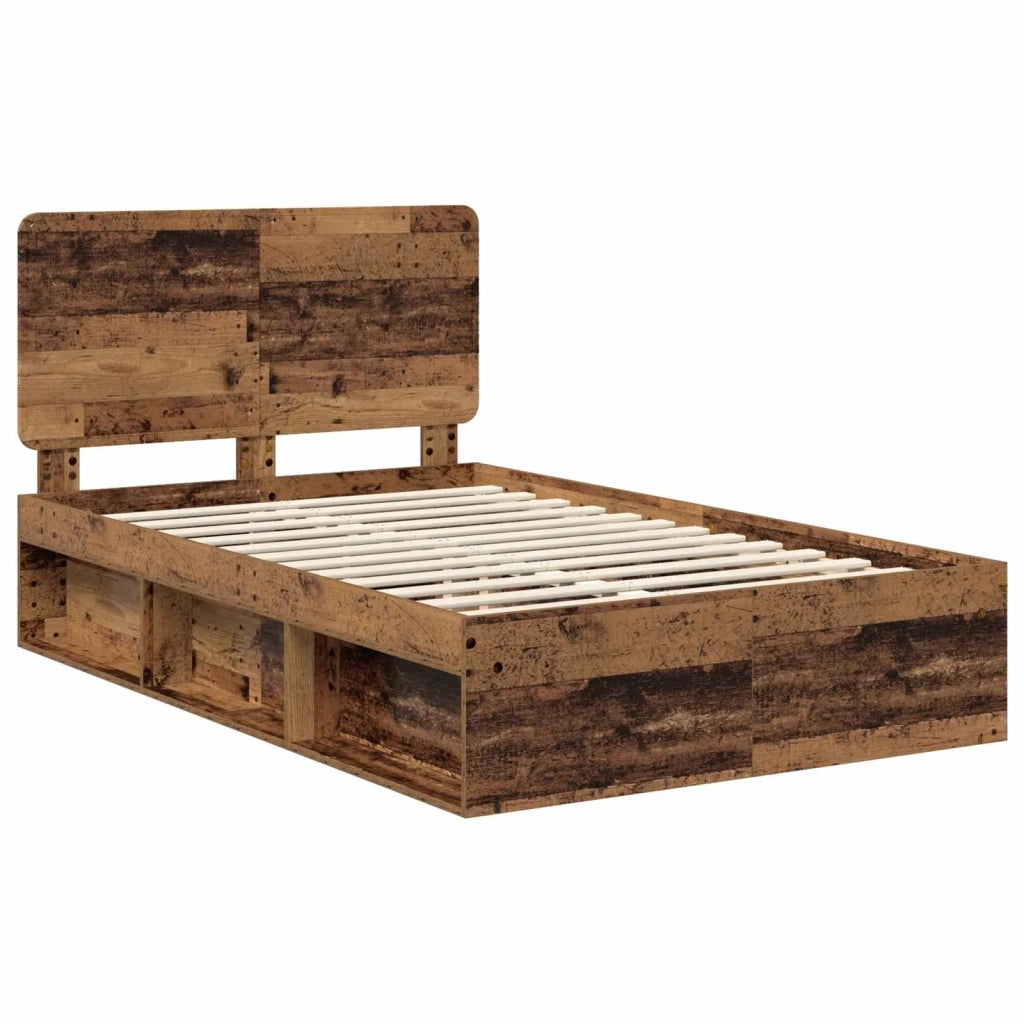 Letto matrimoniale | Letto per adulti | Struttura del letto Legno vecchio 135 x 190 cm Pino massello