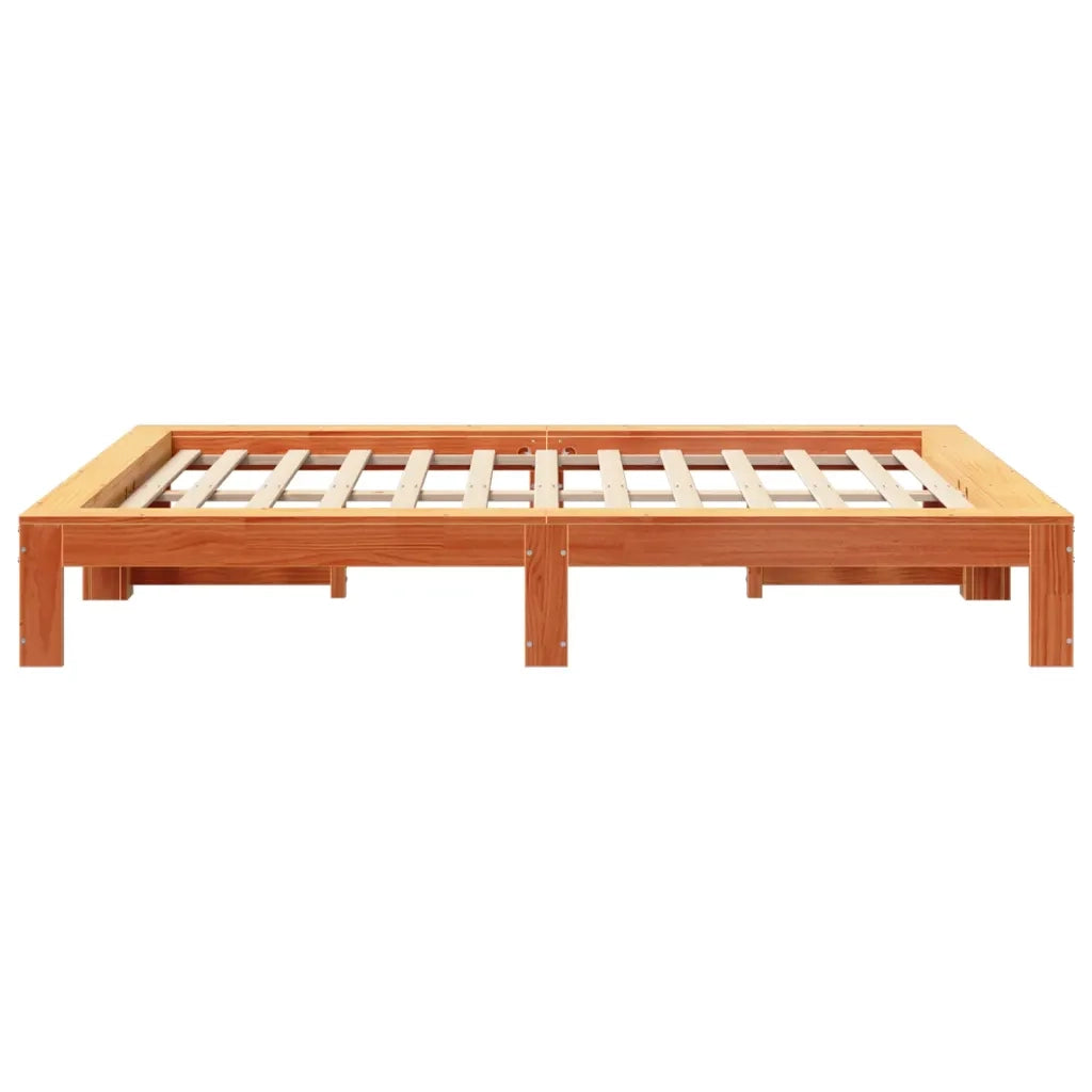 Letto matrimoniale | Letto per adulti | Giroletto senza Materasso Marrone Cera 140x200cm Massello Pino
