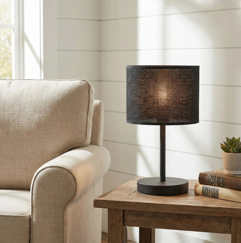 Lampada da tavolo nera cilindrica 1xE27 ECO Emibig