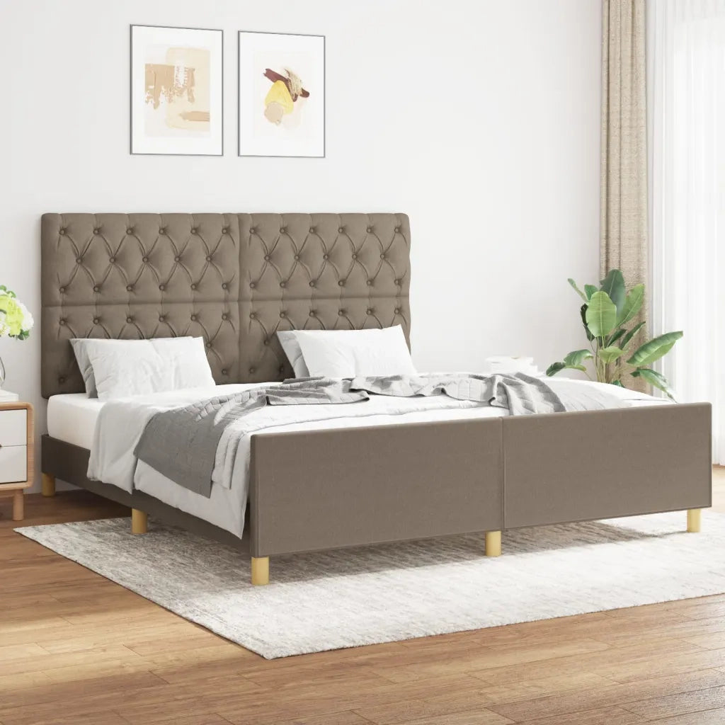Letto matrimoniale | Letto per adulti | Giroletto senza Materasso Tortora 160x200 cm in Tessuto