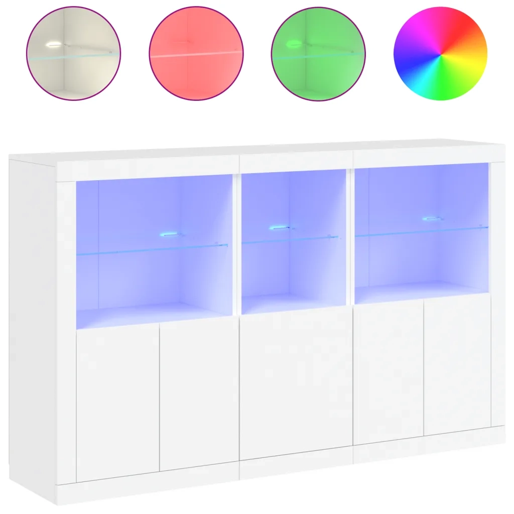 Credenza con Luci LED Bianca 162x37x100 cm