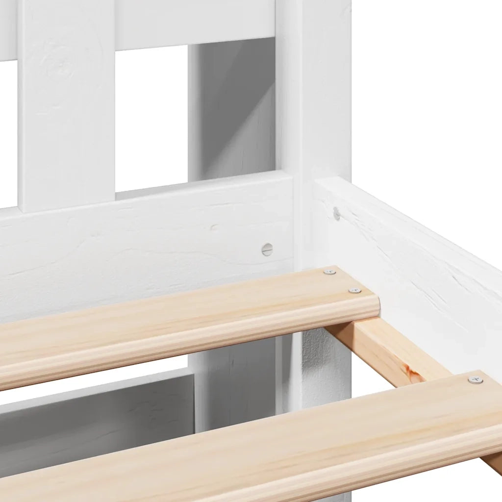 Letto matrimoniale | Letto per adulti | Letto Libreria senza Materasso Bianco 150x200 cm Legno di Pino