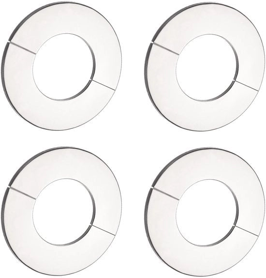 Copertura per tubo 4 pezzi - Acciaio inossidabile - Flangia per parete spaccata - Piattaforma a rosone rotondo - 91mm di diametro - Installazione rapida - Flangia per parete