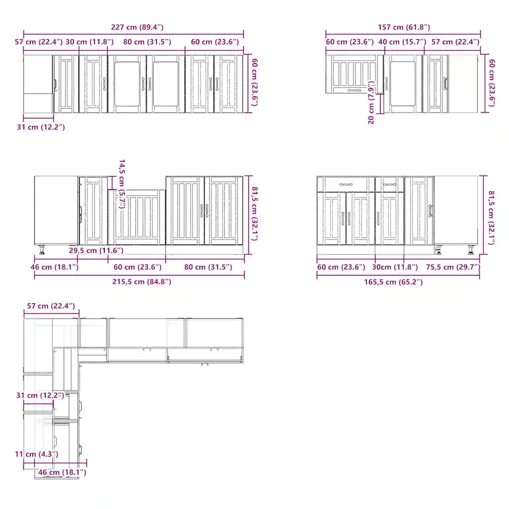 Set Mobili da Cucina 11 pz Lucca Neri Legno Multistrato 3314892