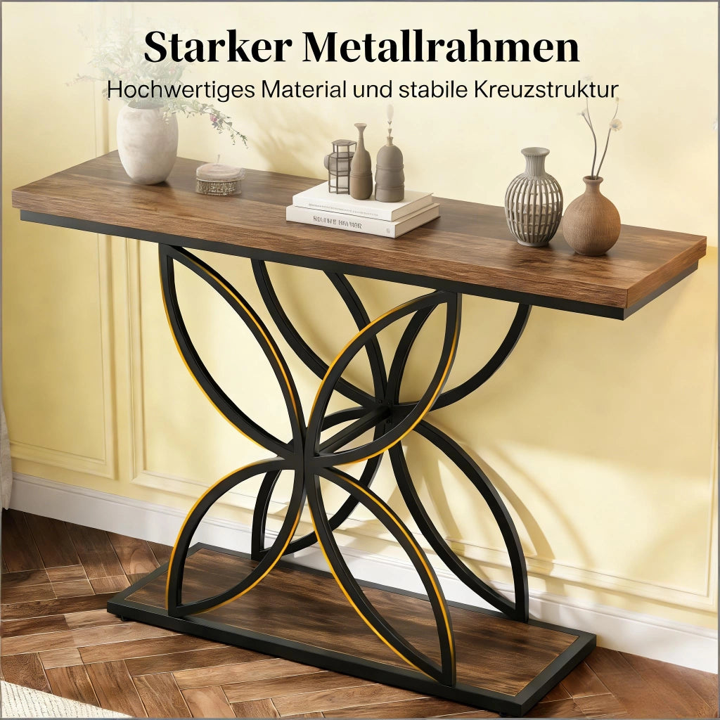 CONSOLLE Stile industrial chic MDF e metallo Nero/Marrone