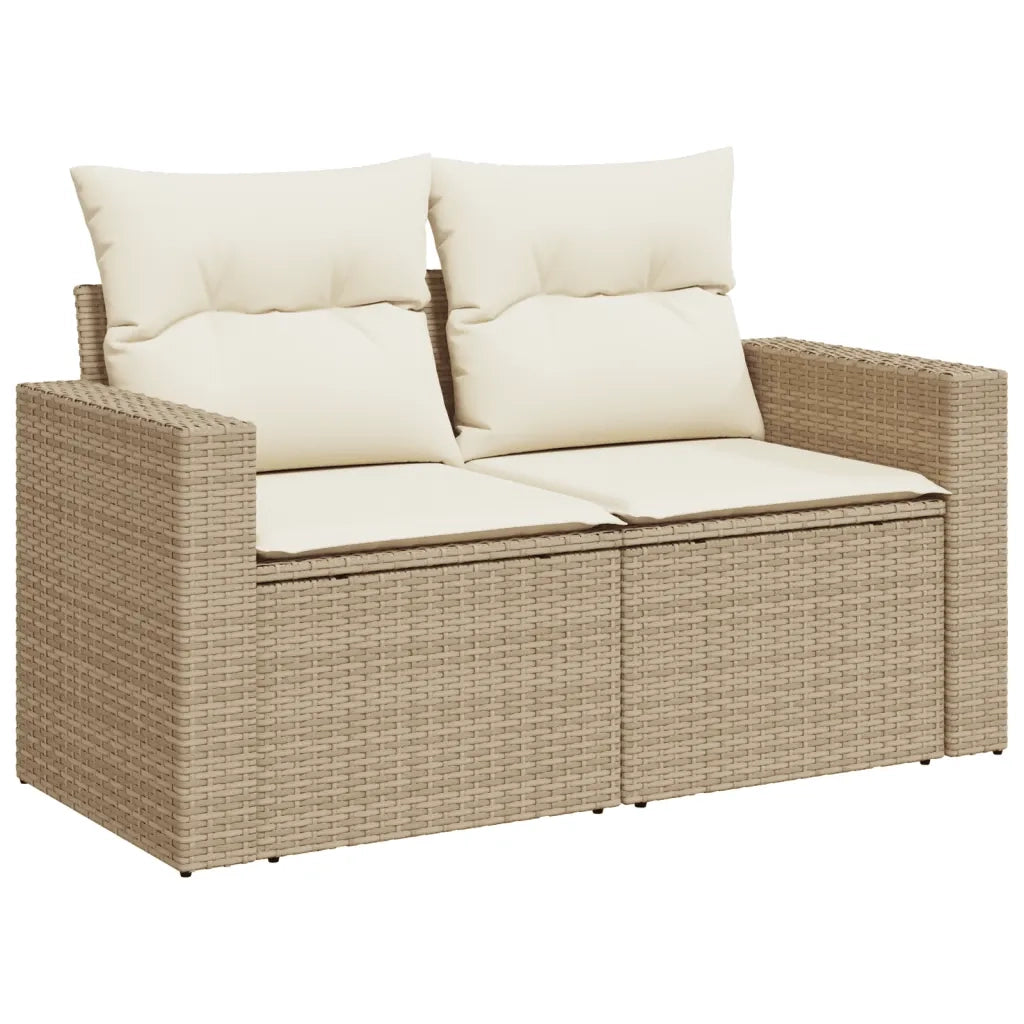 Set Divani da Giardino 7 pz con Cuscini Beige in Polyrattan 3256464