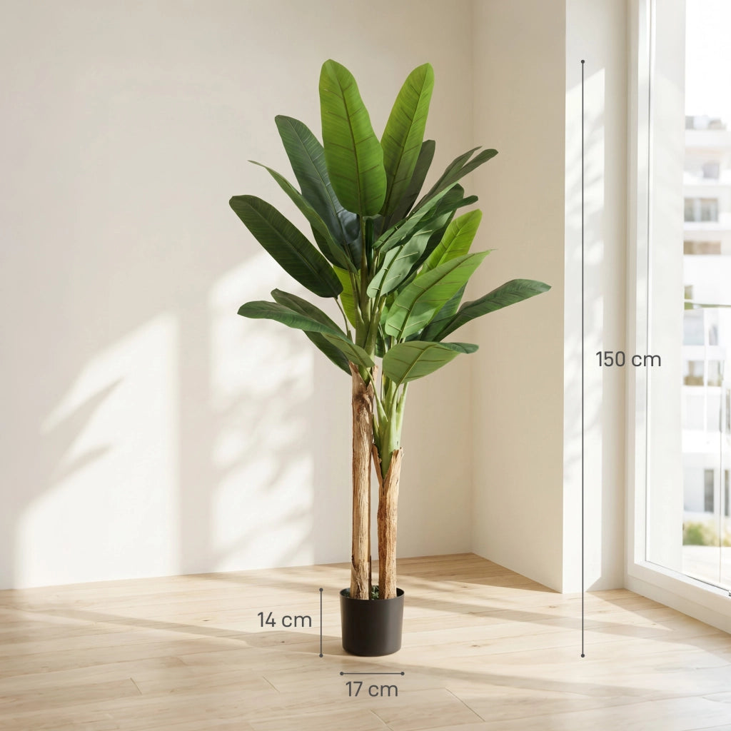 Pianta Artificiale Banano 150cm ¨C Xylo ¨C Set 2 Pezzi con Vaso