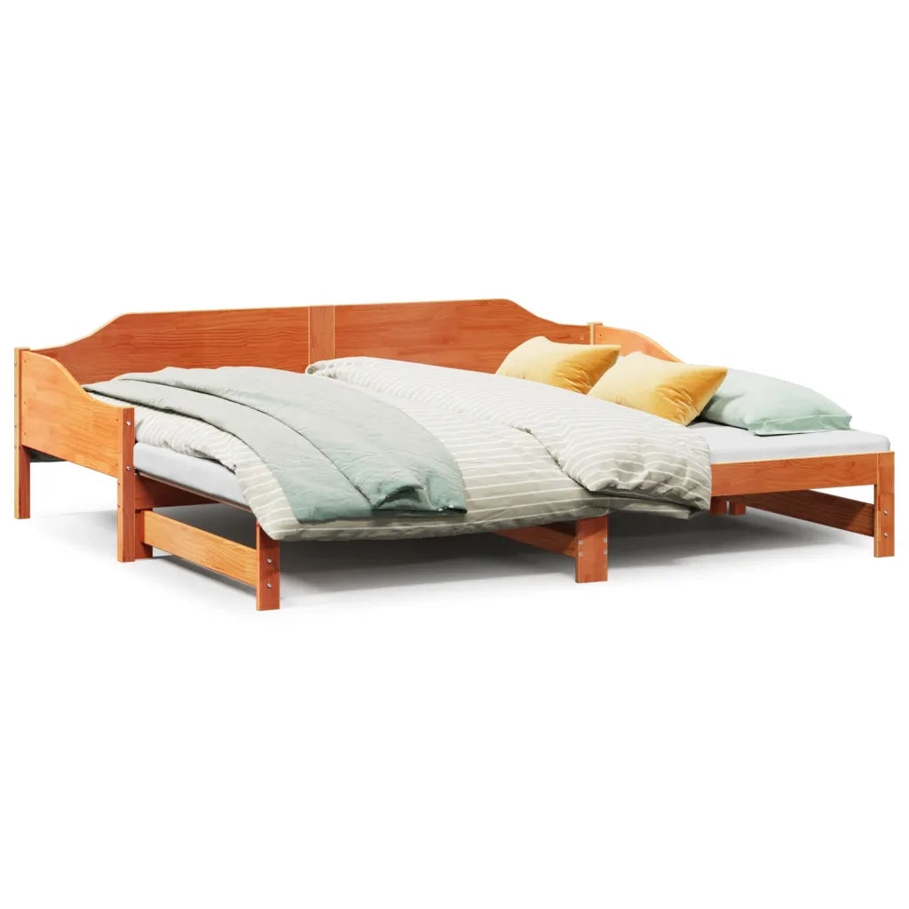 Divano letto | Sof¨¤ letto | Letto singolo con Rotelle senza Materasso Marrone Cera 90x190 cm