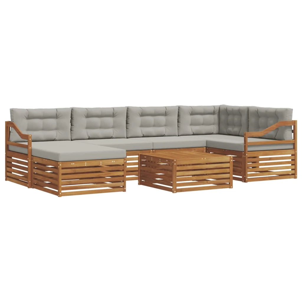 Set di divani da esterno 7 pcs Grigio Naturale e Chiaro 3373796