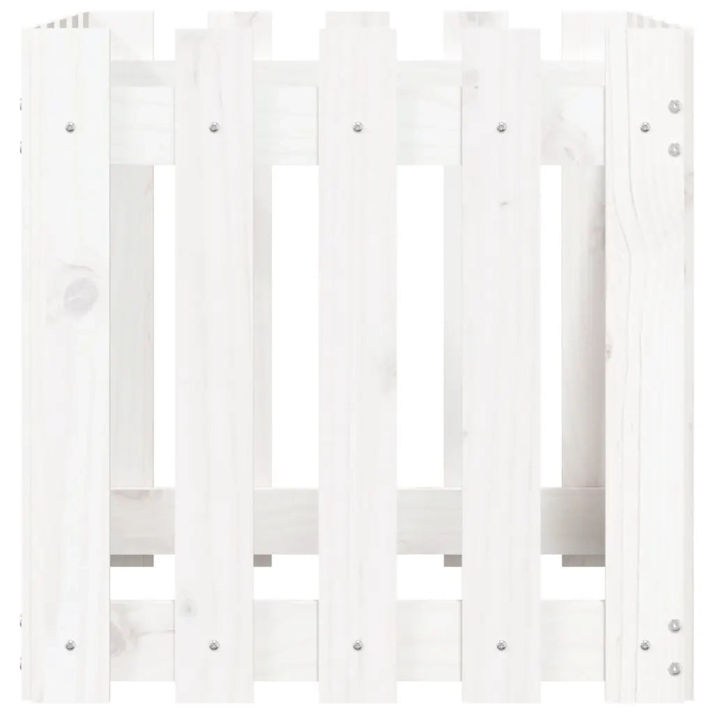 Fioriera Giardino a Recinzione Bianco 50x50x50 cm Massello Pino 832453