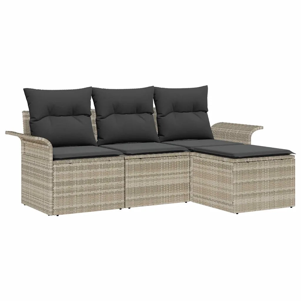 Set di divani con cuscino 4 pcs Grigio polyrattan 3345312