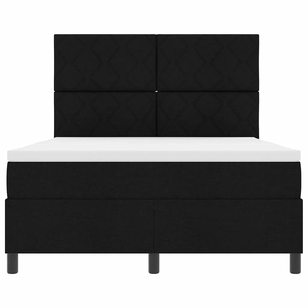 Letto a molle con materasso Nero 140 x 190 cm Tessuto 3342944