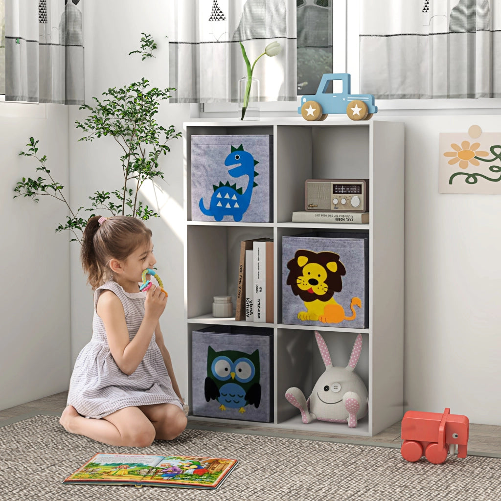 Libreria per Bambini a 6 Cubi ¨C Minimal ¨C Grigio e Bianco, MDF e Melamina, 61.8x29.9x91.5 cm