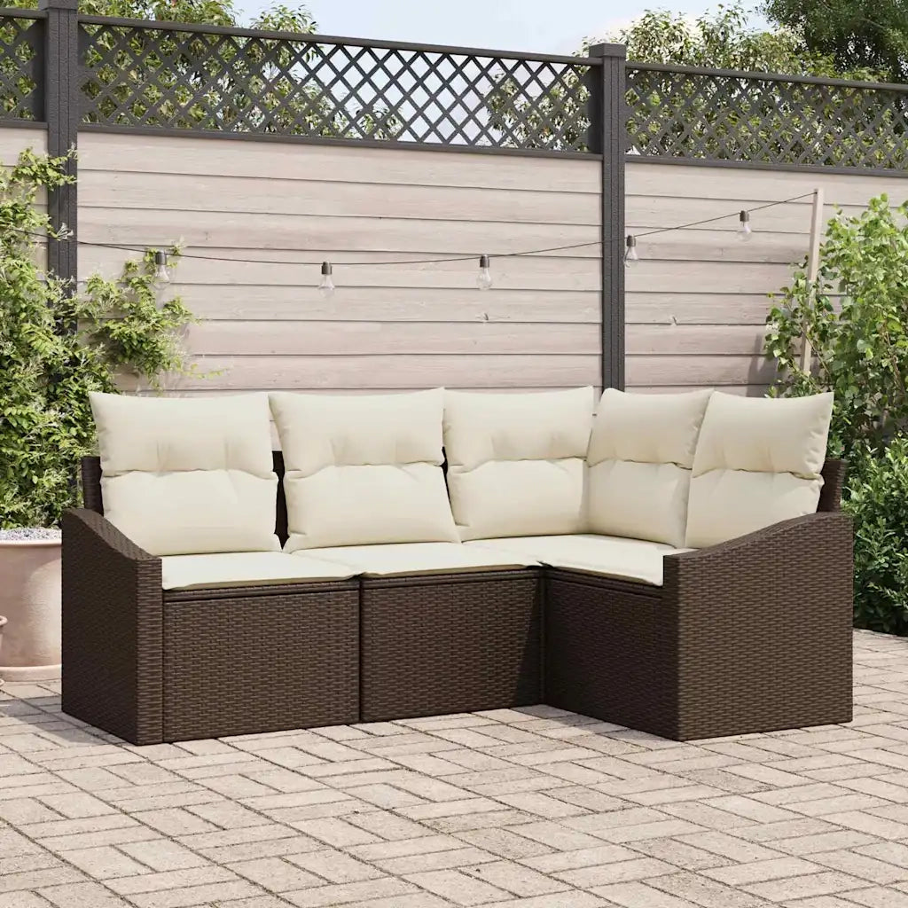 Set di divani con cuscino 4 pcs Marrone polyrattan 3346698