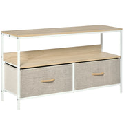 Mobile TV su Ruote con Cassetti ¨C Minimal ¨C Grigio Legno Naturale Metallo Bianco 120x30x46