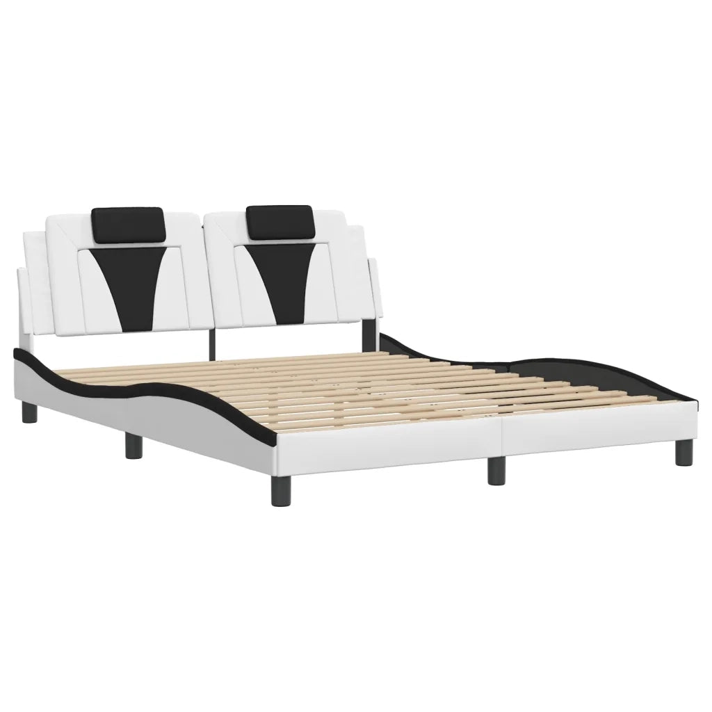 Letto matrimoniale | Letto per adulti | Giroletto Viana con LED senza Materasso Bianco e Nero 160x200 cm