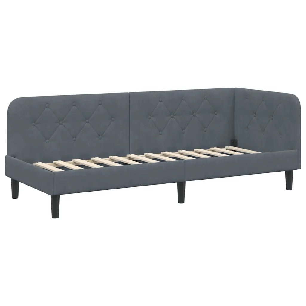 Cornice del letto ad angolo Grigio scuro 80 x 200 cm Velluto