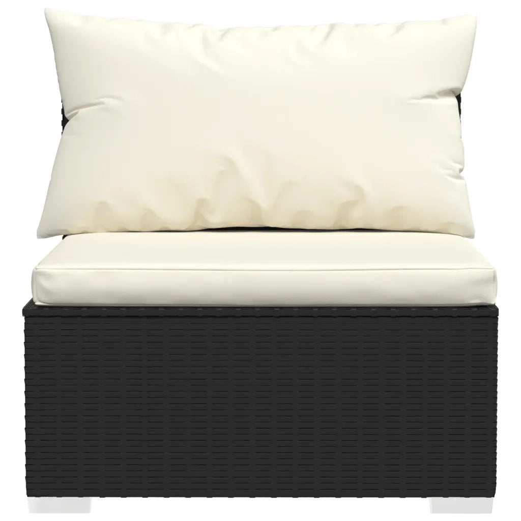 Set Mobili da Giardino 6 pz con Cuscini in Polyrattan Nero 3101935