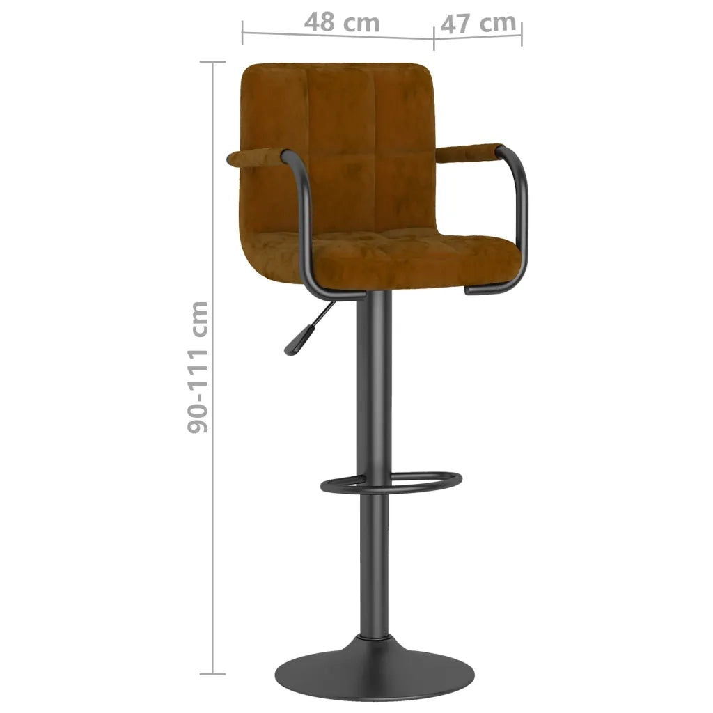 Sgabello da Bar Marrone in Velluto 334646