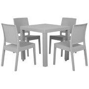 Set da pranzo da giardino Tavolo quadrato grigio chiaro 80 x 80 cm 4 sedie impilabili 4 posti minimalista