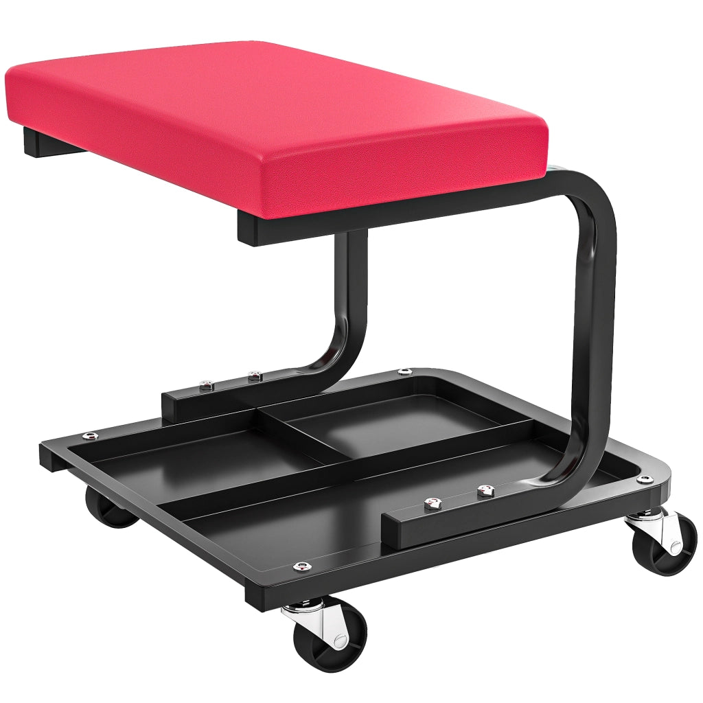 Sgabello da officio mobile con ruote e ripiano ¨C Minimal ¨C 36.5x33.5x35 cm rosso