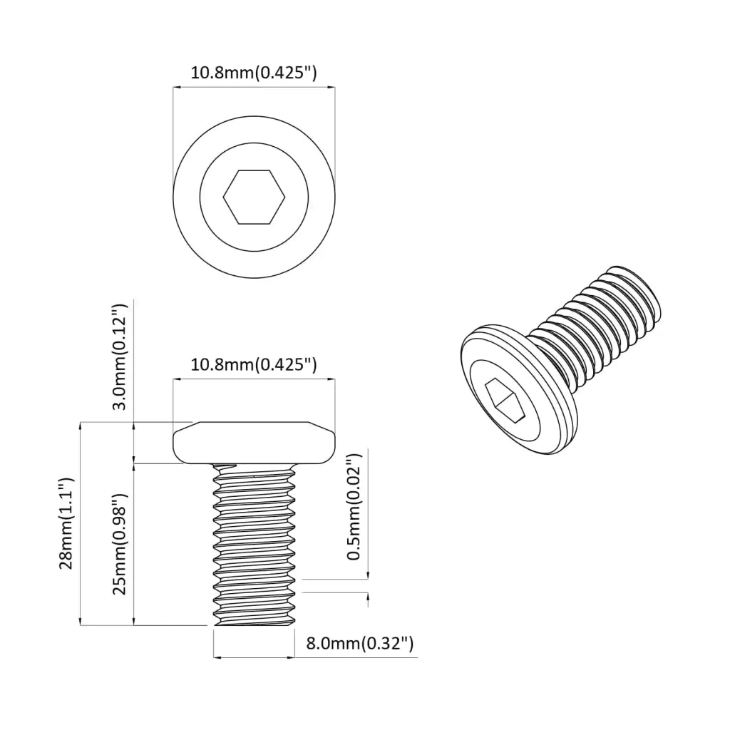 Vite 2 pcs Argento 8 x 25 mm Acciaio 864598