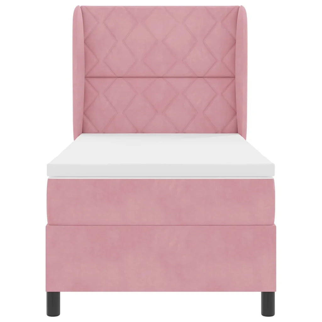 Letto a molle con materasso Rosa 200 x 100 cm Velluto 3340975