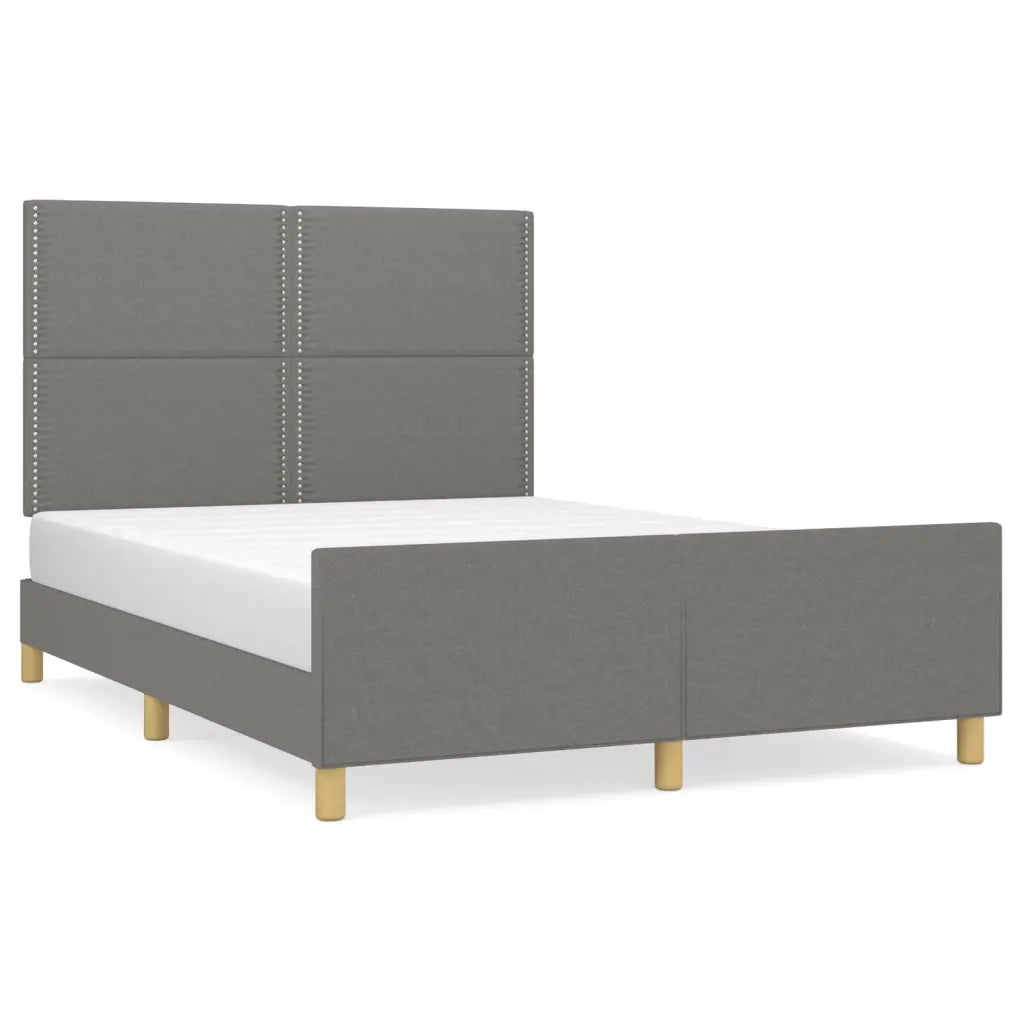 Letto matrimoniale | Letto per adulti | Giroletto senza Materasso Grigio Scuro 140x190 cm Tessuto